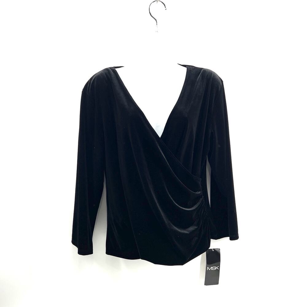 Vintage MSK Velvet Whimsigoth Top XL Black Drape Witchy Sexy Glam Cocktail‎ Goth